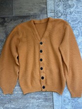 Vintage Kids Hand Knit Cardigan Button Up Sweater Approx Size 6/7 Camel Brown