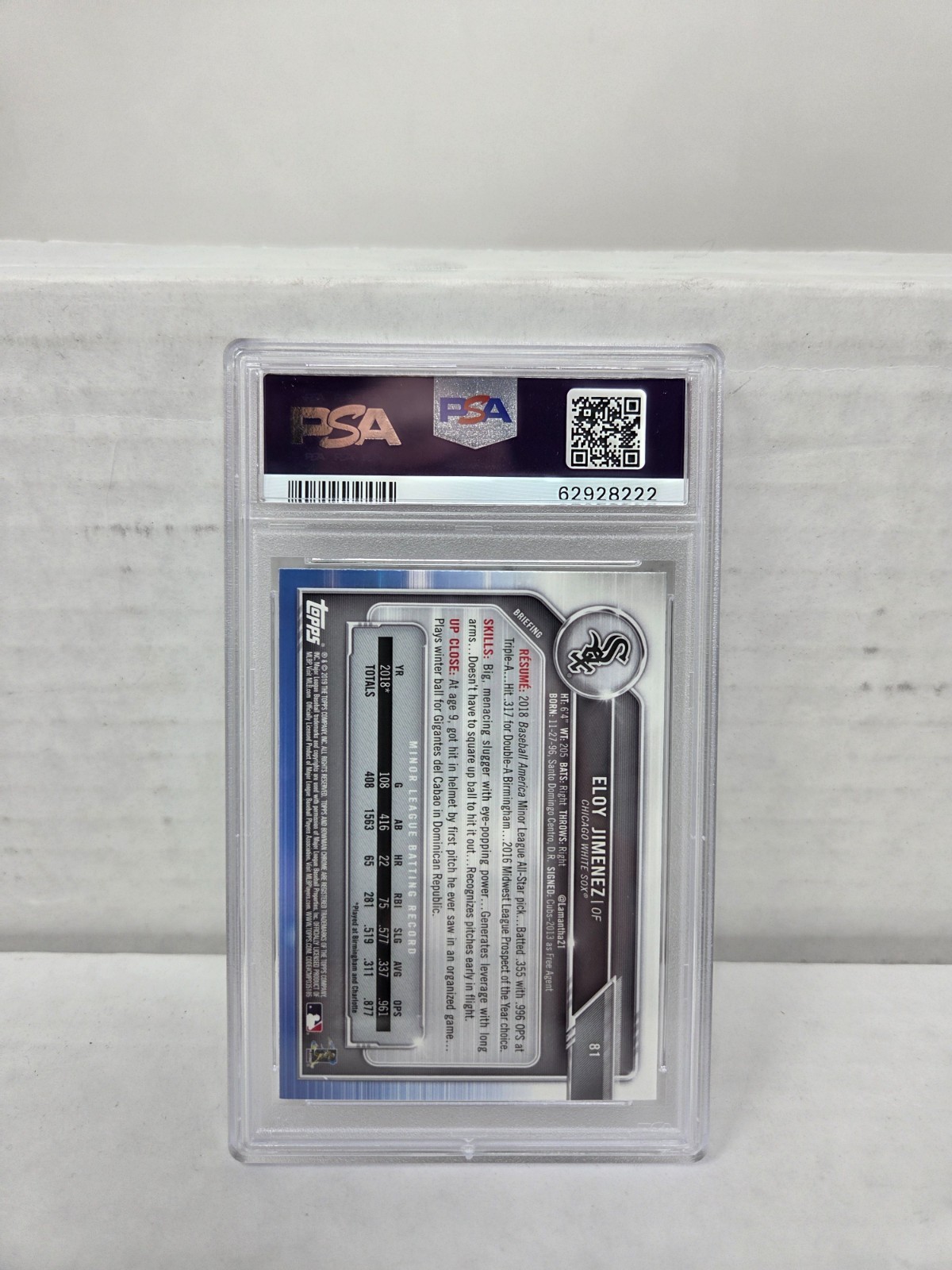 2019 Bowman Chrome ELOY JIMENEZ RC ROOKIE CARD PSA 10 GEM MINT view 2