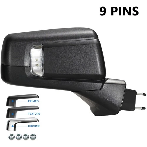 Right Side Mirror w/Temperature Sensor For 2019-2023 Chevy Silverado 1500 9 Pins