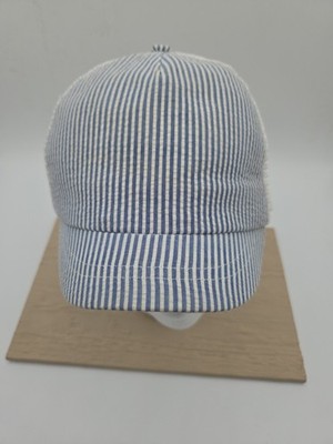 Maximo Kids Striped Caps Lot of 2 Blue White & Yellow White Adjustable