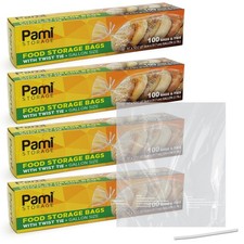Gallon Twist Tie Storage Bags | Disposable Food-Safe Plastic Baggies | 200&ndash;400ct