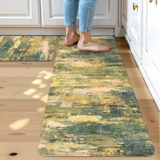 Anti Fatigue Kitchen Rugs Sets of 2, Abstract Non Slip Waterproof Kitchen Mat...