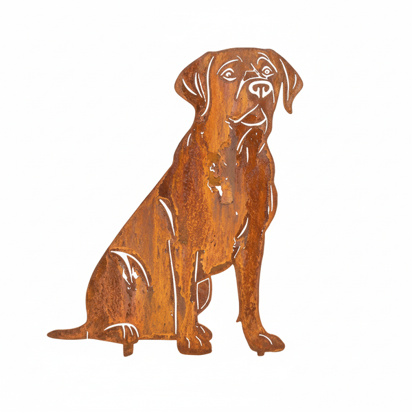 Edelrost Gartenstecker Labrador Retriever Hund Deko Metall Wetterfest 43X34Cm-image