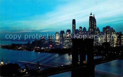 Manhattan New York Nightfall in Lower Manhattan Brooklyn Bridge