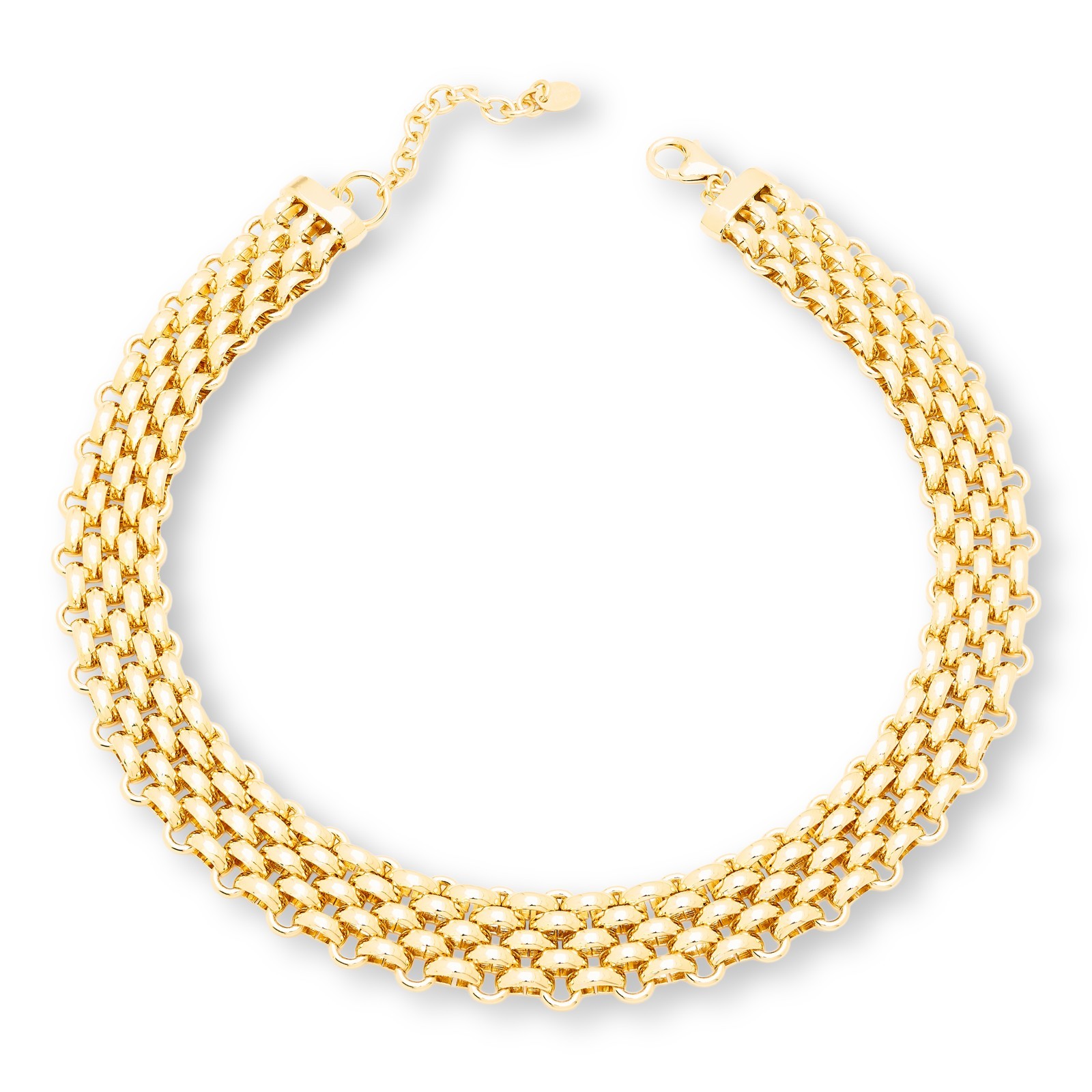 "Bellezza 17\" 18k Gold over Bronze Chainmail Necklace"