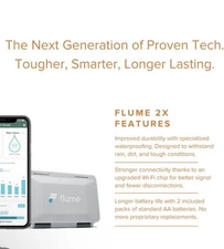 Flume 2 Smart Home Water Monitor & Water Leak Detector F2100 NEW W 2 BATTERY