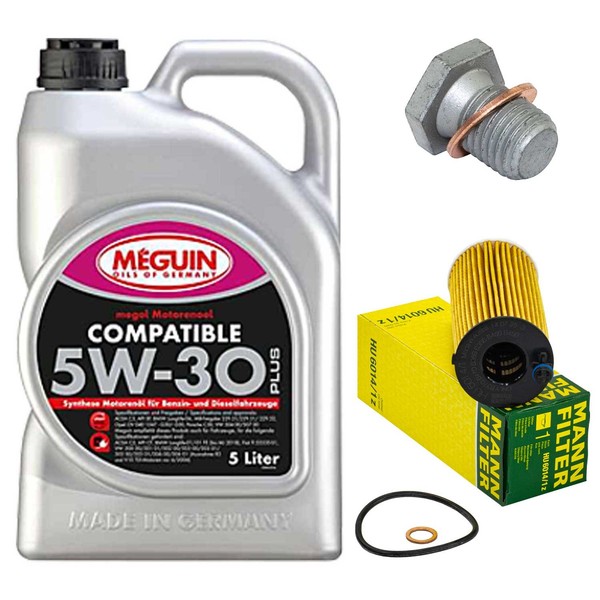MotoröL Filter Set Meguin 5W-30 5 Liter + ÖLablassschraube FüR BMW X3 5Er 1Er-image