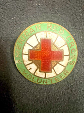 Rare Vintage American Red Cross Volunteer Green Enamel Lapel Hat Pin Motor Corps