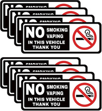 8 PCS No Smoking in This Vehicle Sign Stickers, Waterproof Durable Vinyl Small N