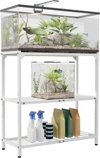 20-30 Gallon Aquarium Stand, Fish Tank Stand with Adjustable 3-Tier White 