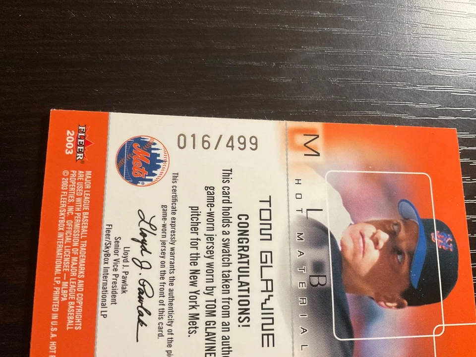 2003 Fleer Hot Prospects Hot Materials 16/499 Tom Glavine (Atlanta Braves) - Image 3 of 3