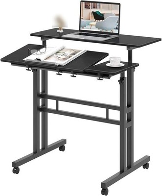 Rolltisch Stehender Mobile Stand Up Desk Höhenverstellbarer mit Kipptisch Küche