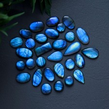 30 Pcs 155 Cts Natural Labradorite Cabochon Gemstone Lot 10x10-10x20 mm R-13019