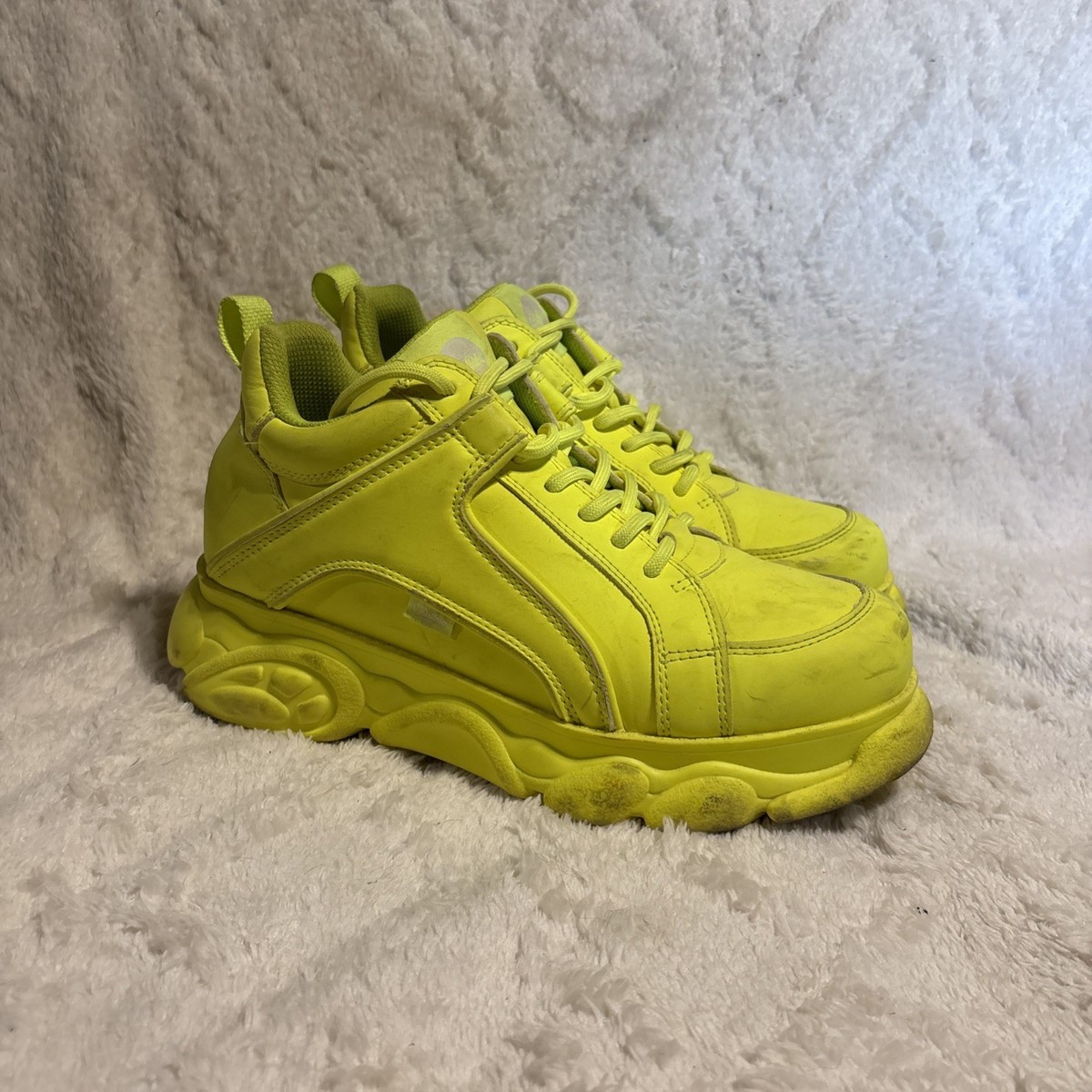 Buffalo London Classic Chunky Platform Sneakers Womens Size Yellow  Lace Up