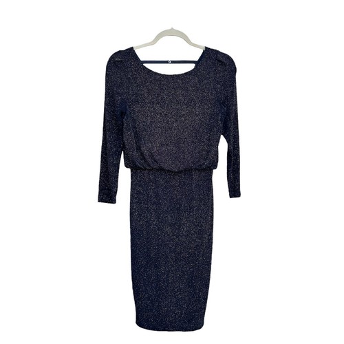 Alice + Olivia Aerin Dress SMALL Fitted Blouson Metallic Shimmer Luxury Swiftie - Picture 3 of 18