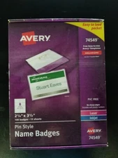 Avery Name Badges Pin Style 2.25 x 3.5 #74549 New in box