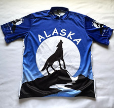 Louis Garneau Cycling Jersey Alaska Wolf Half Zip Mens XL Blue Black Made in USA