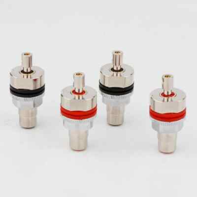 4PCS Pure Red Copper RCA Socket Chassis Female Jack HiFi Audio Solder Connectors
