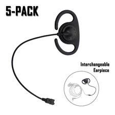 5x Split D-Ring Earpiece Quick Release Male Adapter for Two Way Radio Headset