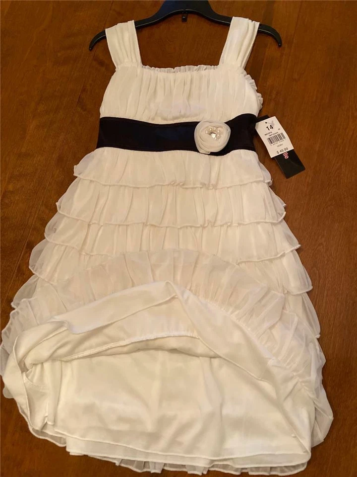 NUEVO Vestido Blanco con Volantes para Niñas Talla 14 Boda Ocasión Especial My Michelle Nuevo con Etiquetas Foto 3 de 4