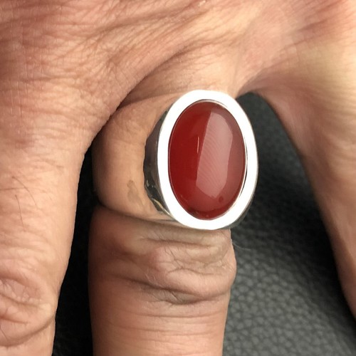 ANILLO PARA HOMBRE MJG PLATA ESTERLINA. 18 x 13mm CABUJÓN DE CORNALINA. TALLA 10 3/4 - Imagen 5 de 6