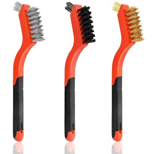 3pcs Wire Brushes for Cleaning Rust, Upgrade Wire Brush Set - Brass/Stainless