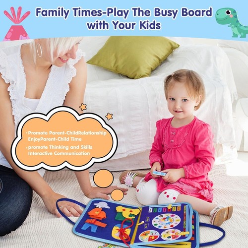 Busy Board Montessori Toys for 1 2 3 4 Years Old, Toddler Busy Book Sensory - Picture 5 of 9