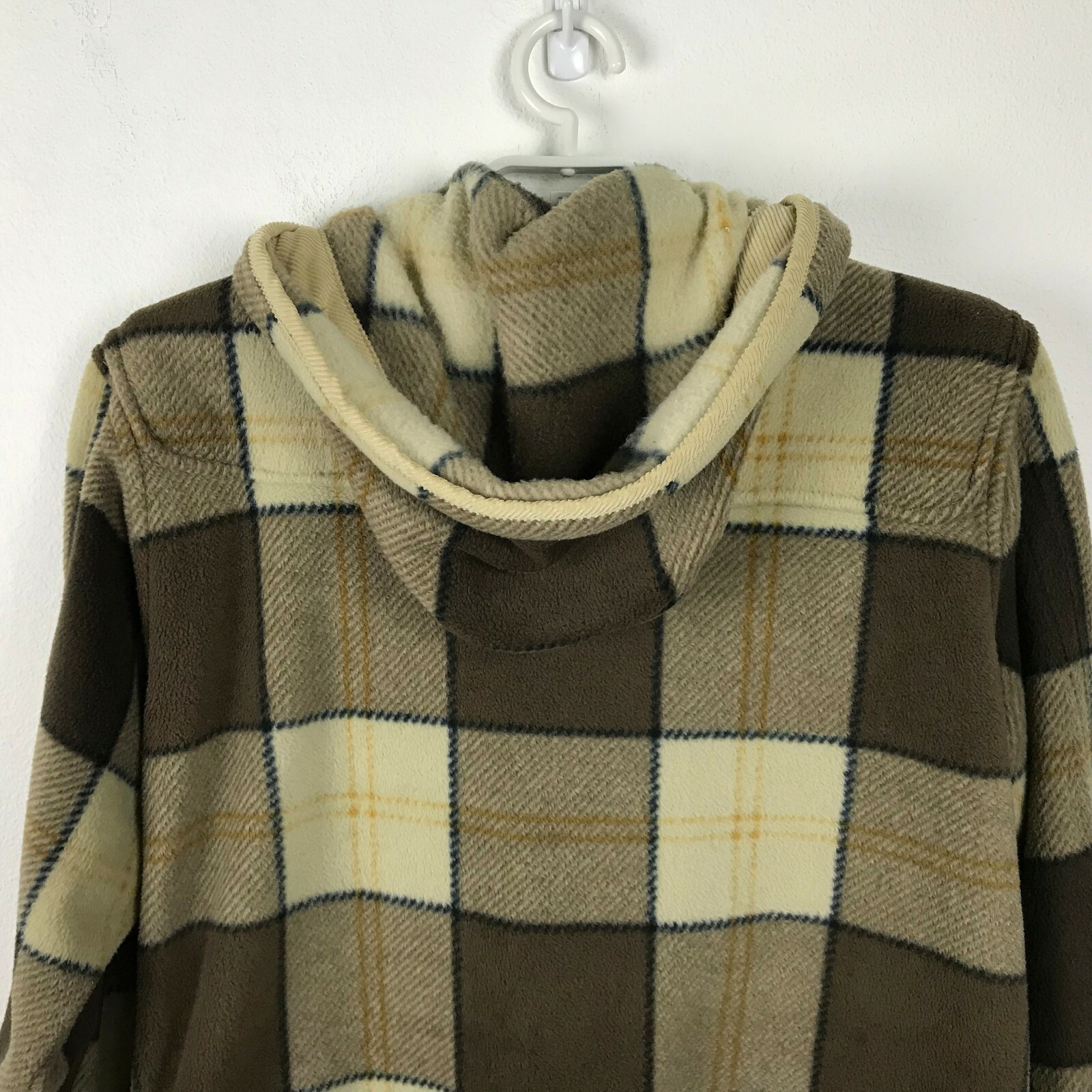 Lauren Ralph Lauren Plaid Hooded Duffle Coat Toggle Brown Beige Womens