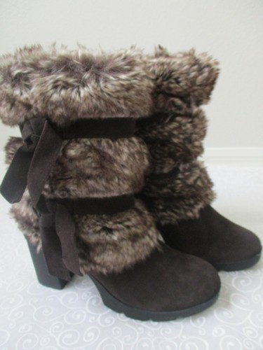 BEARPAW BRIDGET BROWN SUEDE FAUX FUR 
