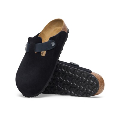 靴 BIRKENSTOCK Boston LEVE38 Birkenstock Boston Mixed Leather (Midnight) Men's Sandals 1028210