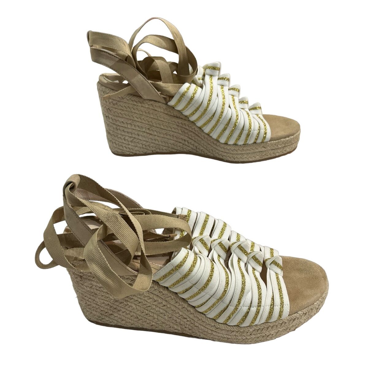 Cecelia New York 8.5 Serena Espadrille Wedge White Gold Cecelia New York 8.5 Serena Espadrille Wedge White Gold