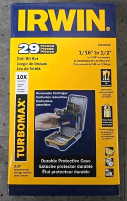 Irwin Hanson 3018006B 29 Piece M2 Turbomax Drill Bit Set Reduced Shank New!