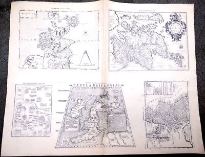 4 ALTE KARTEN VON SCHOTTLAND reproduziert von JOHN BARTHOLOMEW für ein Buch, unbenutzt