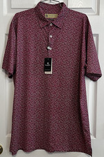 Donald Ross Men's Leaves Print Golf Polo Shirt, Sangria/White/Black, NWT