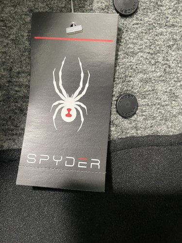 NUEVO CON ETIQUETAS SPYDER HOMBRE 1/4 Botón Sudadera Sudadera Talla Mediana Negra Gris - Imagen 6 de 7