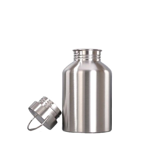 UK 2L Silver Stainless Steel Large Mouth Water Drink Bottle Kettle Cycling Gym - Picture 2 of 11