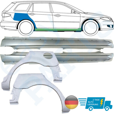 Für BEIDE SEITEN SCHWELLER UND RADLAUF REPARATURBLECH MAZDA 6 2002-2007 GG KOMBI
