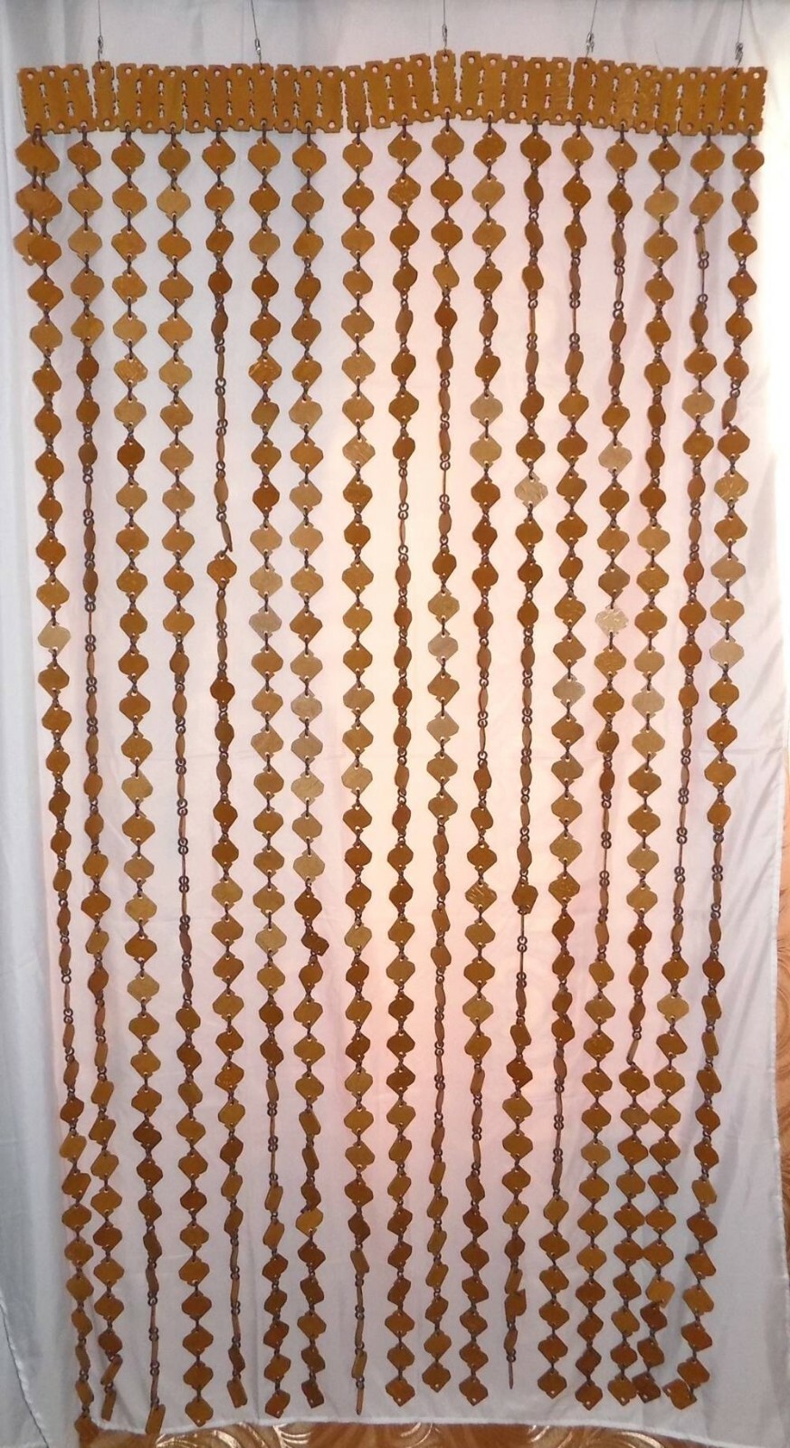 Wooden Curtain beaded window door room divider Hand made screen bead Ukrainian