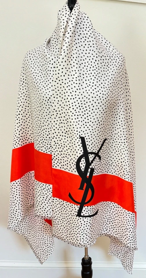 De colección Grande Yves Saint Laurent YSL Mantón de Seda Bufanda Envoltura A412 Foto 3 de 4
