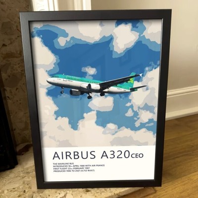 Aer Lingus Airbus A320 Poster - Plane art for aviation enthusiasts & pilot