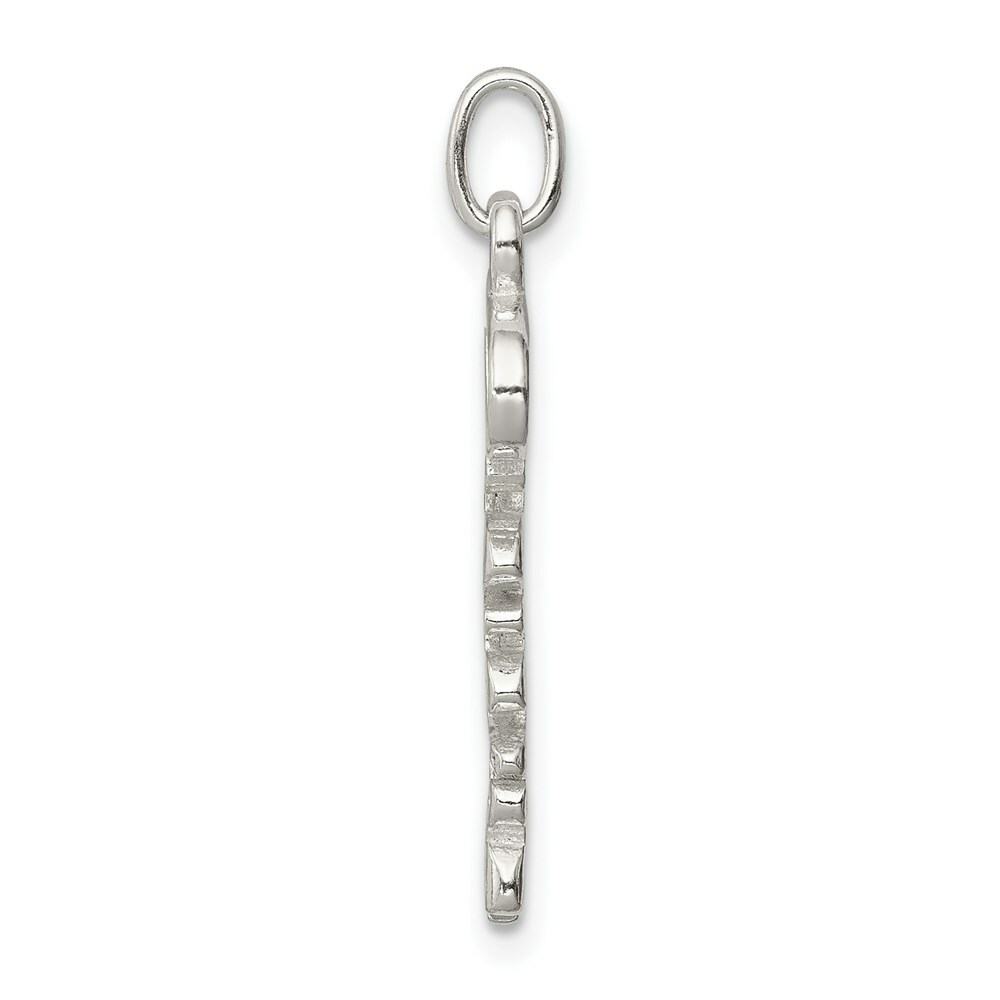 Sterling Silver Polished Cursive Script BELIEVE Charm Pendant 0.87