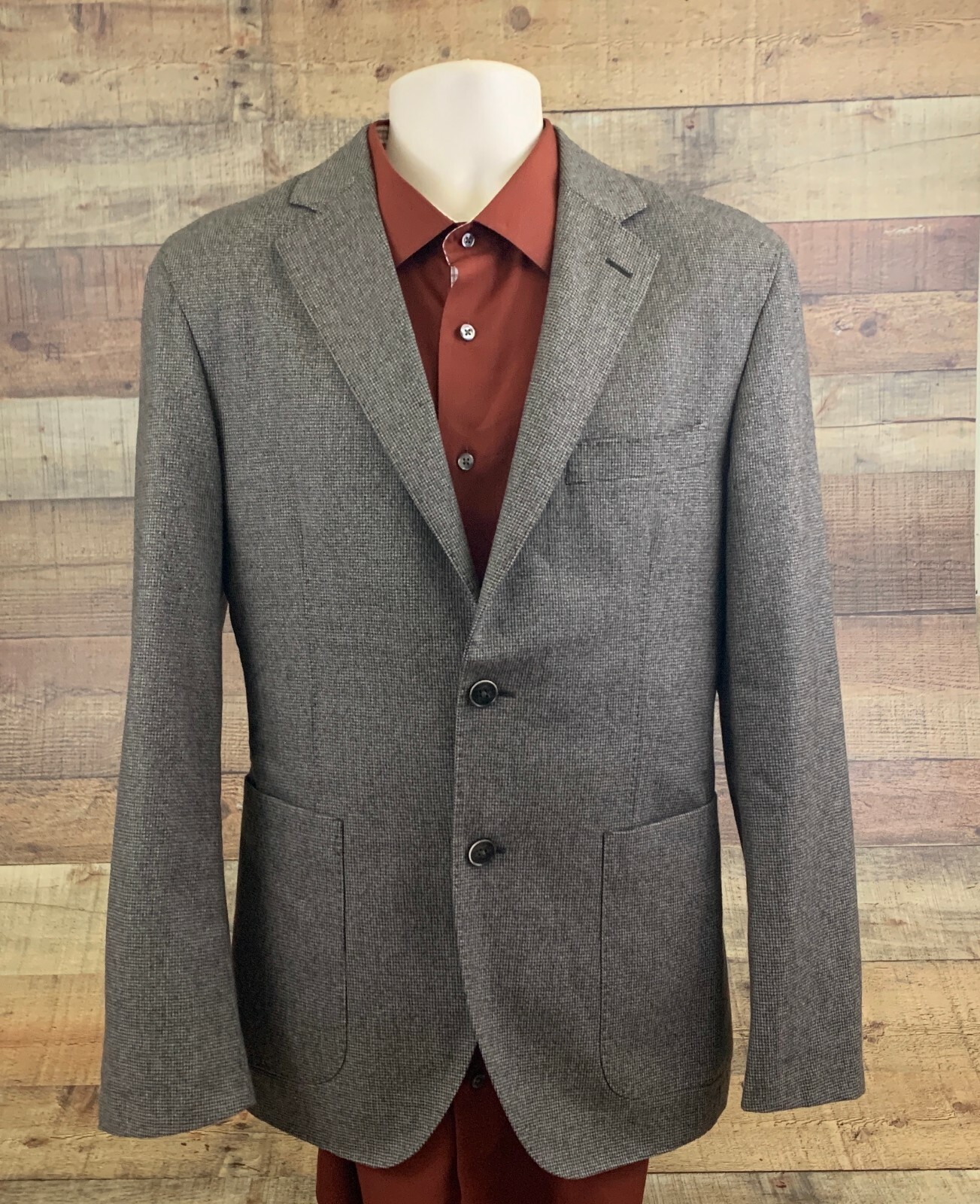 HACKETT Men's Jacket Wool Brown Houndstooth Sport… - image 1