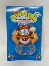 Vintage1990 Garfield Baby Rattle Teether Diaper Pin Pals New In Package