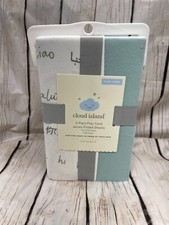 Fitted Play Yard Jersey Sheet - Cloud Island Hello and Solid Green - 2pk