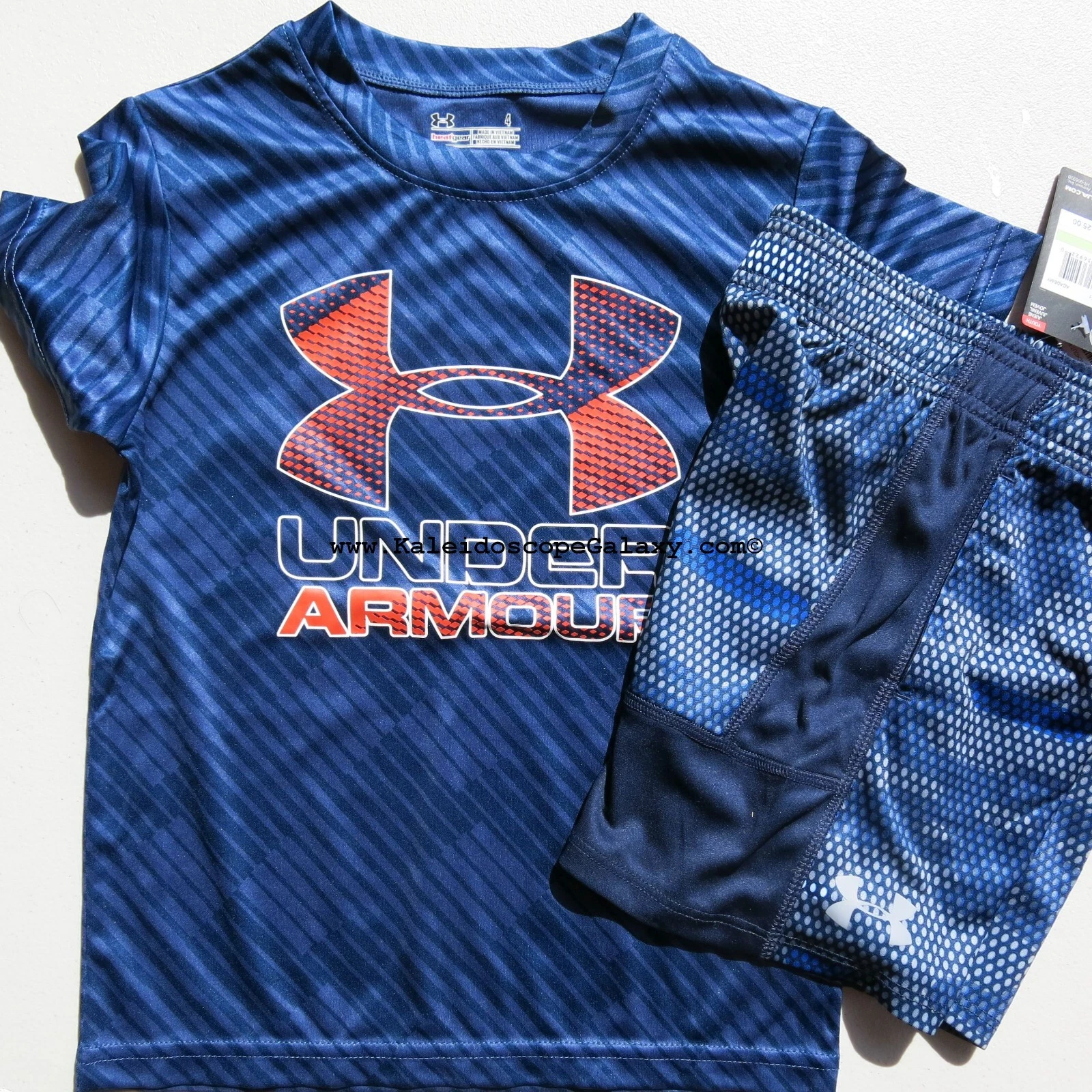 Under Armour Boys Size 4 Summer Shorts & Top Spring Blue Red Gray NEW $50