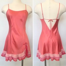 Y2K Victoria  s Secret Silk Mermaid Ruffle Pink Slip Dress Vintage Chemise L