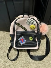 Dream Control OD Pink And Balck faux leather Mini Backpack Patches NWT