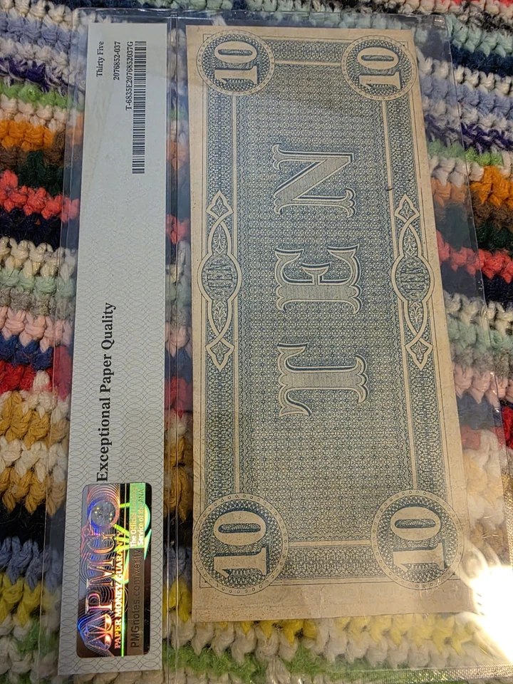 1864 $10 CONFEDERATE STATES OF AMERICA NOTE  Choice Very Fine 35 - Image 4 of 4
