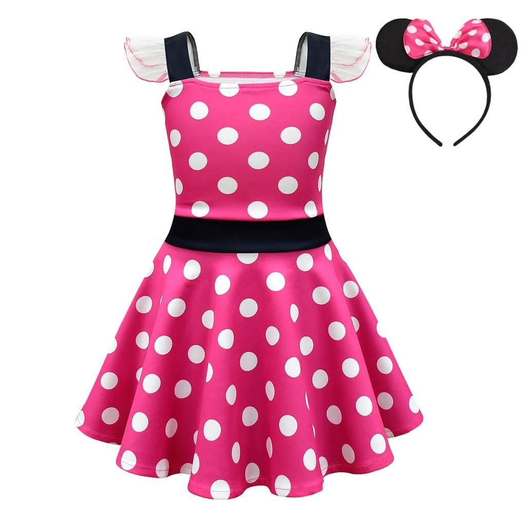 Robe souris fille et serre-tête oreilles costume carnaval enfant rose