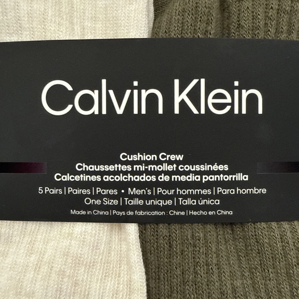 Calvin Klein 5 pares de calcetines acolchados para hombre EE. UU. 7-12 verde beige gris NUEVO Foto 2 de 4